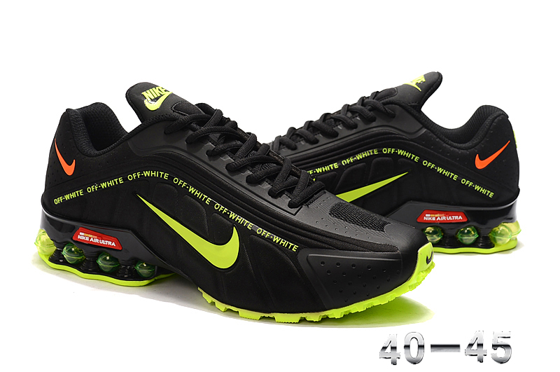 2020 Nike Shox R4 Black Green Shoes